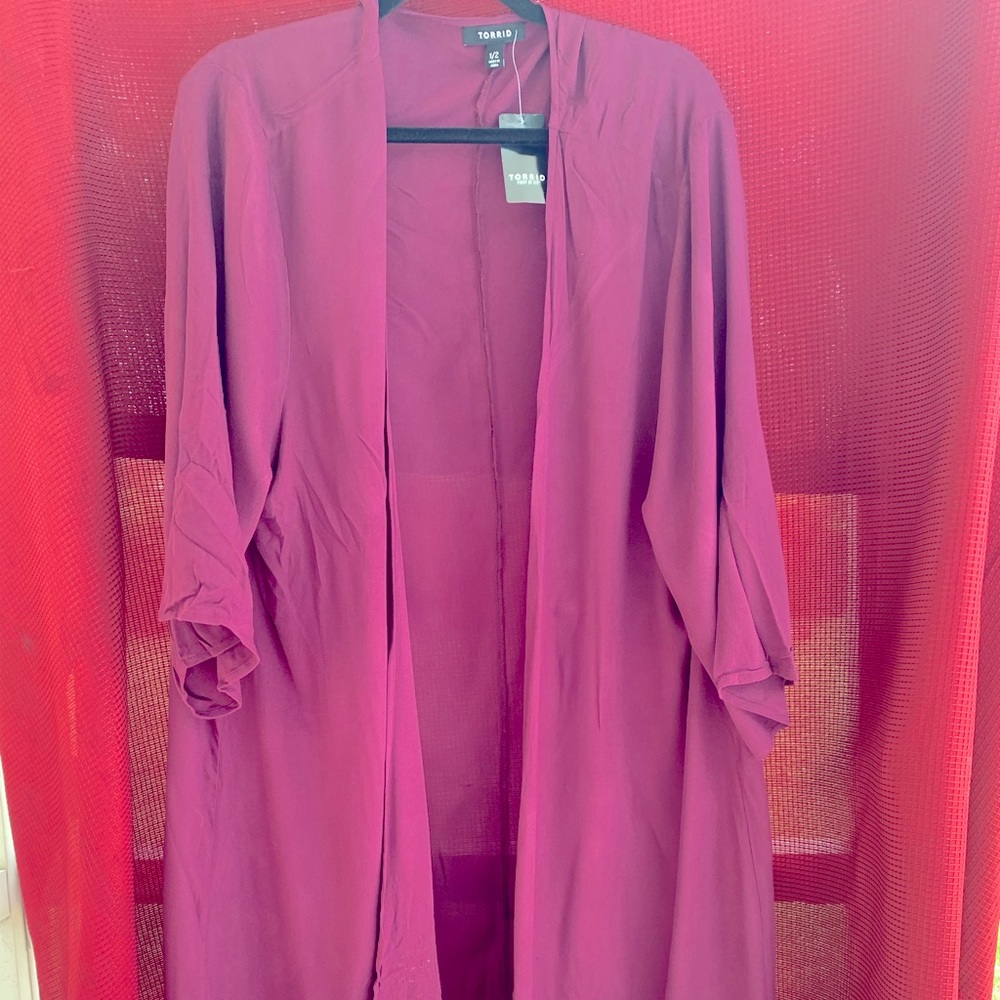 Torrid Burgundy Sequined Kimono Size 1/2